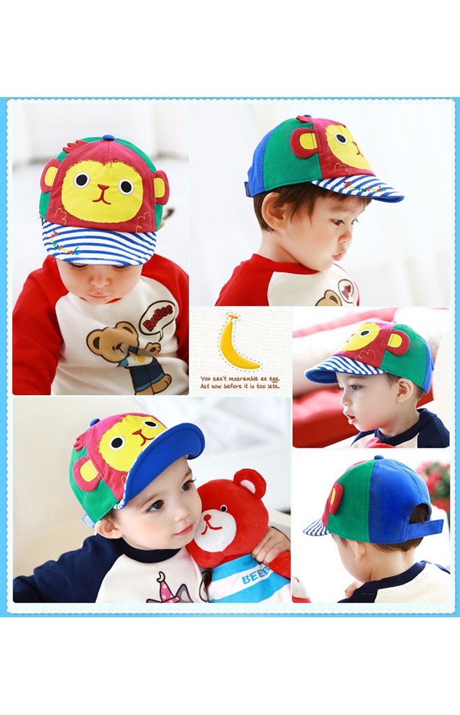 หมวกแก๊ปลิงแต่งหูน่ารัก ปีกหมวกลายทาง FUNNIMALS