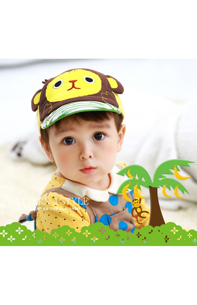 หมวกแก๊ปลิงแต่งหูน่ารัก ปีกหมวกลายทาง FUNNIMALS