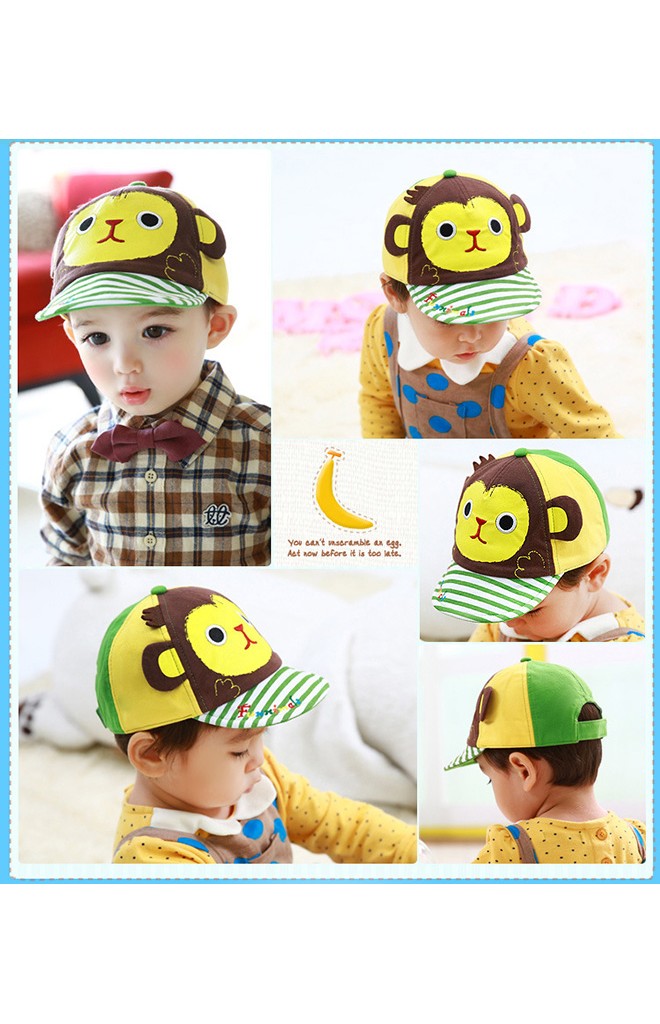 หมวกแก๊ปลิงแต่งหูน่ารัก ปีกหมวกลายทาง FUNNIMALS