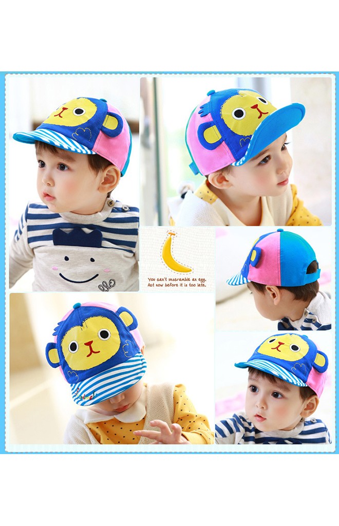 หมวกแก๊ปลิงแต่งหูน่ารัก ปีกหมวกลายทาง FUNNIMALS