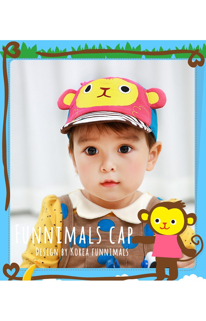 หมวกแก๊ปลิงแต่งหูน่ารัก ปีกหมวกลายทาง FUNNIMALS