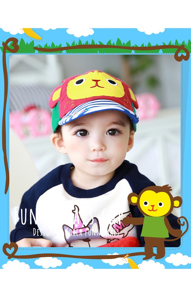 หมวกแก๊ปลิงแต่งหูน่ารัก ปีกหมวกลายทาง FUNNIMALS
