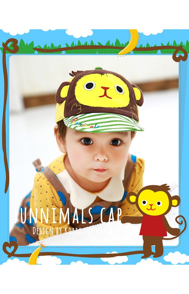 หมวกแก๊ปลิงแต่งหูน่ารัก ปีกหมวกลายทาง FUNNIMALS