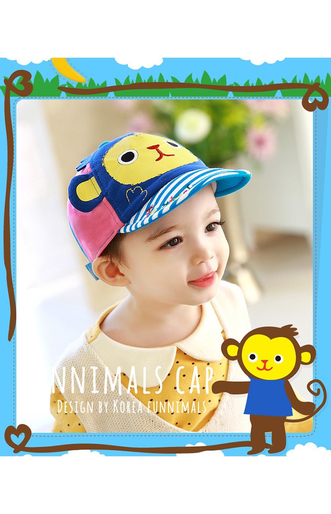 หมวกแก๊ปลิงแต่งหูน่ารัก ปีกหมวกลายทาง FUNNIMALS