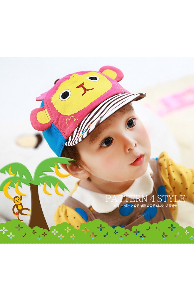 หมวกแก๊ปลิงแต่งหูน่ารัก ปีกหมวกลายทาง FUNNIMALS