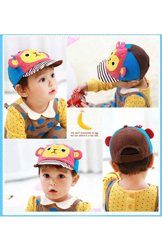 หมวกแก๊ปลิงแต่งหูน่ารัก ปีกหมวกลายทาง FUNNIMALS