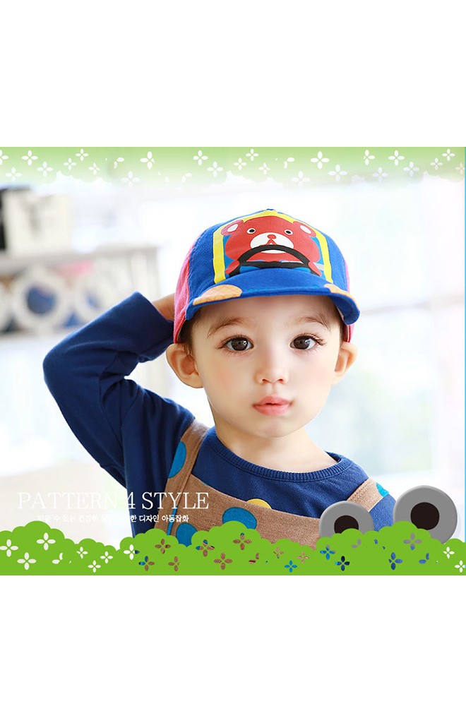 หมวกแก๊ปเด็กสกรีนรูปหมีขับรถ FUNNIMALS