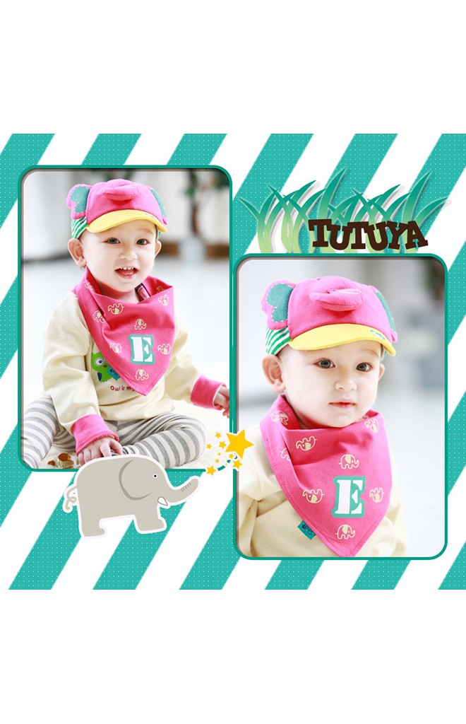 เซ็ตหมวกพร้อมผ้ากันเปื้อนรูปช้าง TUTUYA