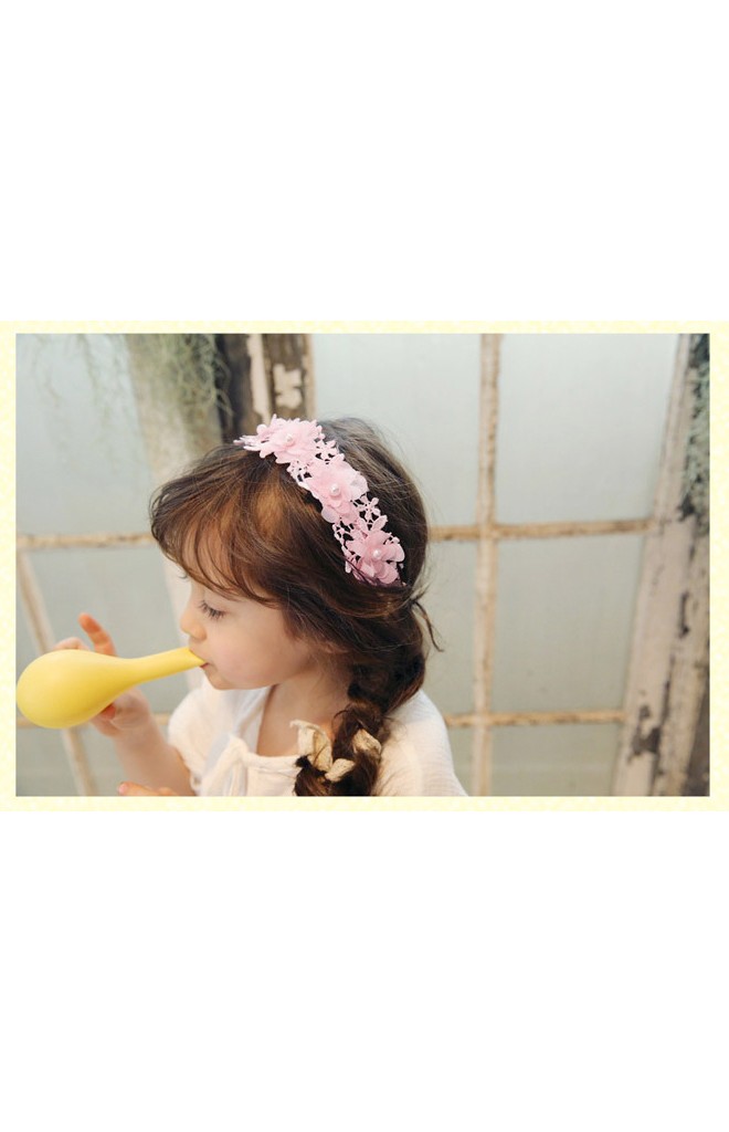 คาดผมสไตล์เกาหลีแต่งลูกไม้หวาน ปลายริบบิ้นยาว