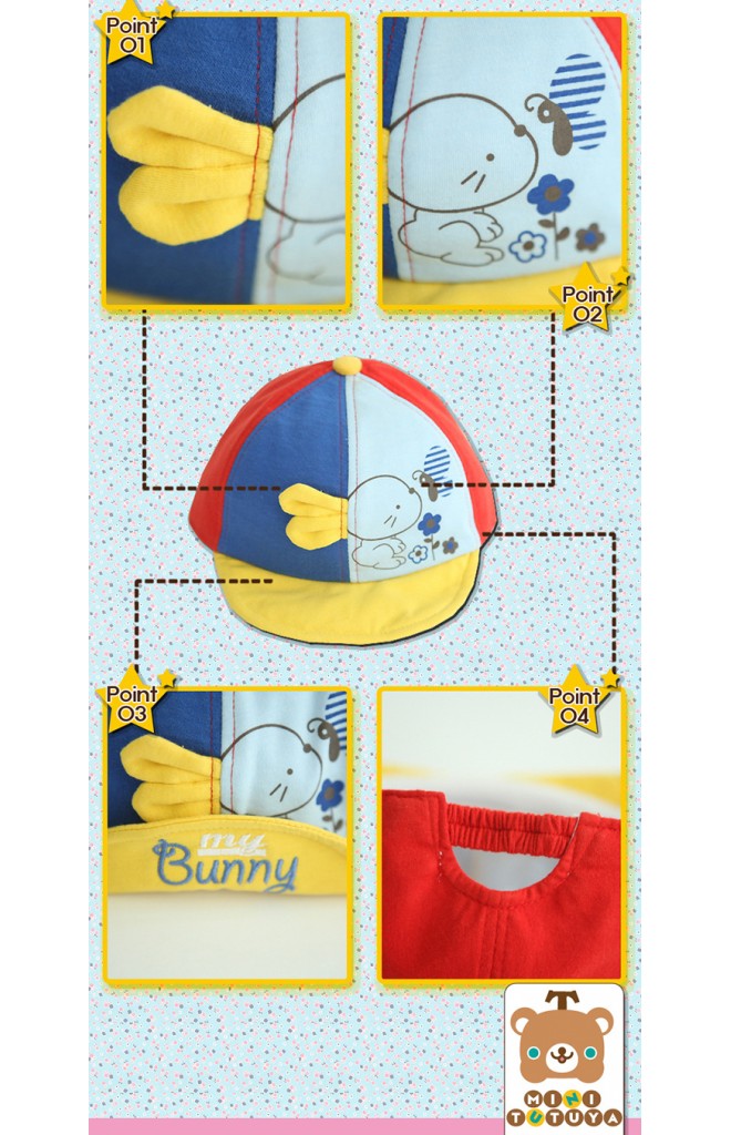 หมวกแก๊ปแต่งกระต่าย หน้าหมวกปัก my Bunny จาก TUTUYA