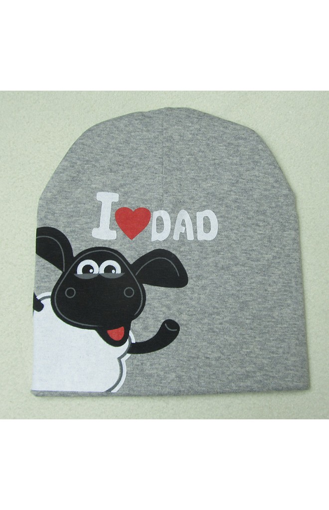 หมวกเด็ก I LOVE MOM และ I LOVE DAD สกรีนรูปแกะ