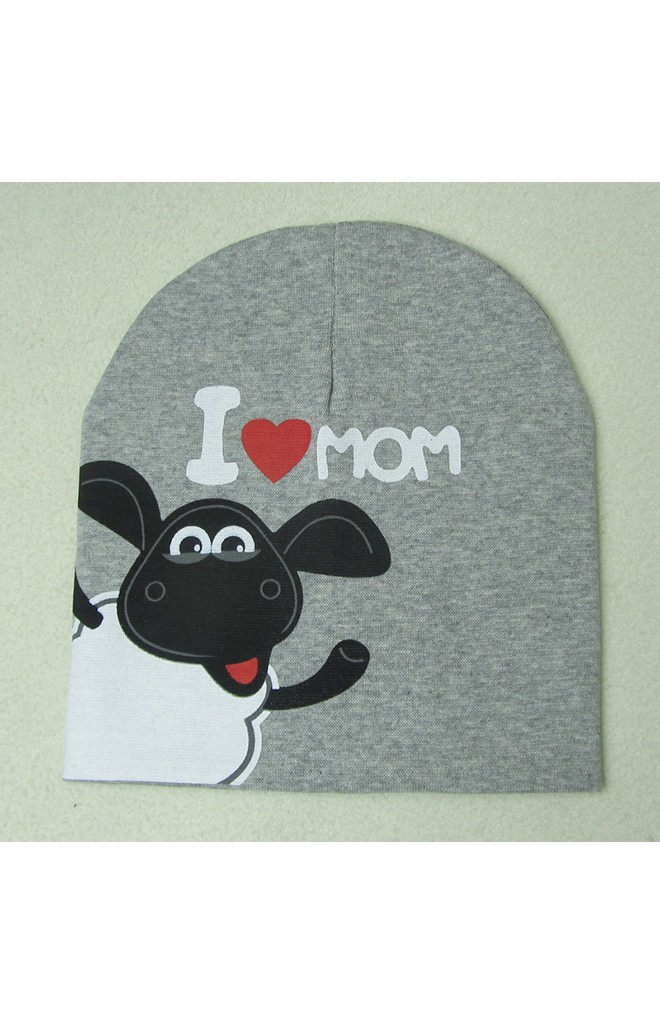 หมวกเด็ก I LOVE MOM และ I LOVE DAD สกรีนรูปแกะ