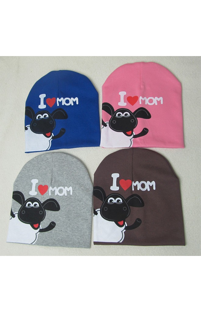 หมวกเด็ก I LOVE MOM และ I LOVE DAD สกรีนรูปแกะ
