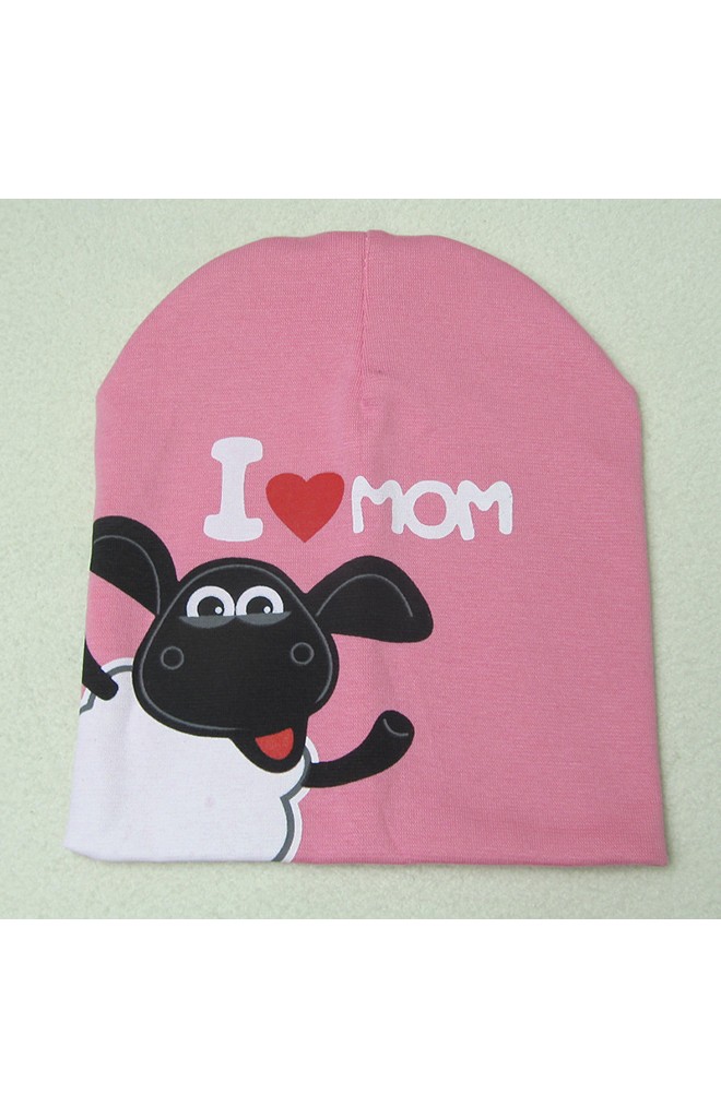 หมวกเด็ก I LOVE MOM และ I LOVE DAD สกรีนรูปแกะ
