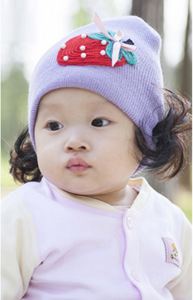 หมวกปอยผมแต่งรูปสตรอว์เบอร์รี่ หมวกปอยผมแต่งรูปสตรอว์เบอร์รี่