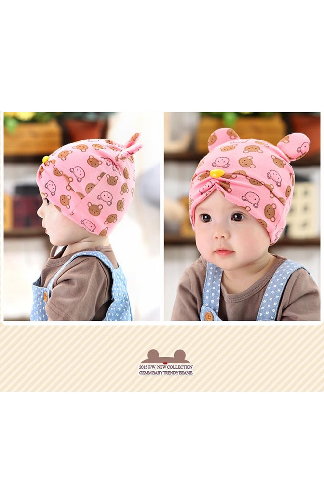 หมวกบีนนี่สกรีนรูปหมีแต่งหูน่ารักๆ จาก GZMM
