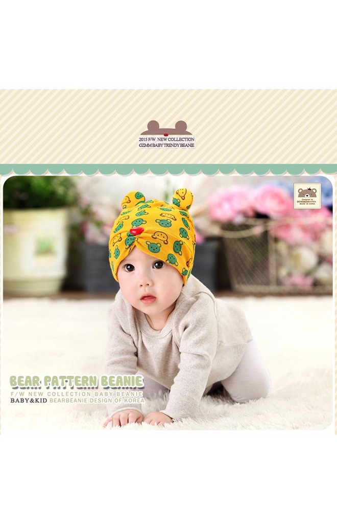 หมวกบีนนี่สกรีนรูปหมีแต่งหูน่ารักๆ จาก GZMM