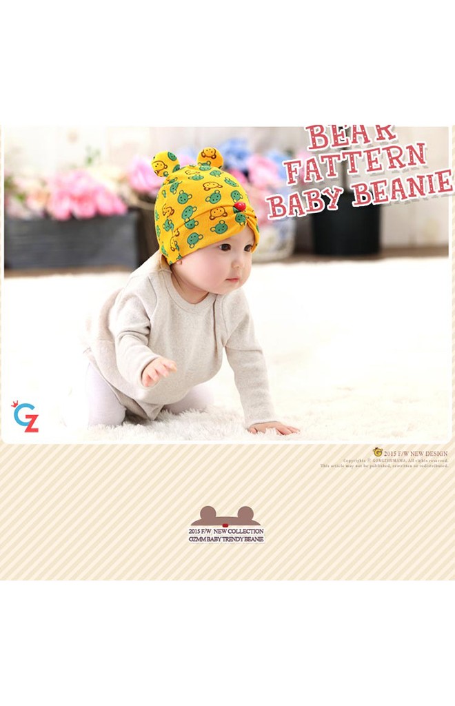 หมวกบีนนี่สกรีนรูปหมีแต่งหูน่ารักๆ จาก GZMM