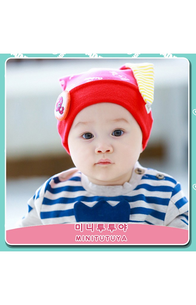 หมวกเด็กเล็กลายกระต่าย หมวกมีหูยาวๆ ลายขวาง TUTUYA
