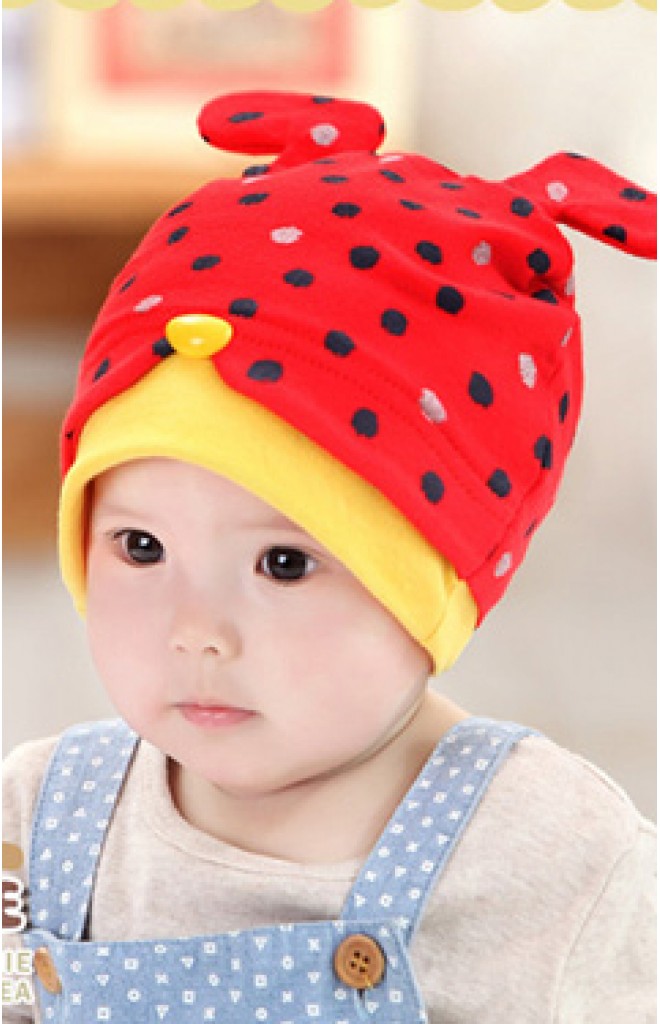 หมวกเจ้าตูบน้อยลายจุด ขอบตัดด้วยสีพื้นจาก GZMM หมวกเจ้าตูบน้อยลายจุด ขอบตัดด้วยสีพื้นจาก GZMM