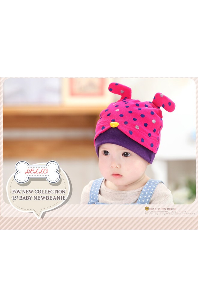 หมวกเจ้าตูบน้อยลายจุด ขอบตัดด้วยสีพื้นจาก GZMM