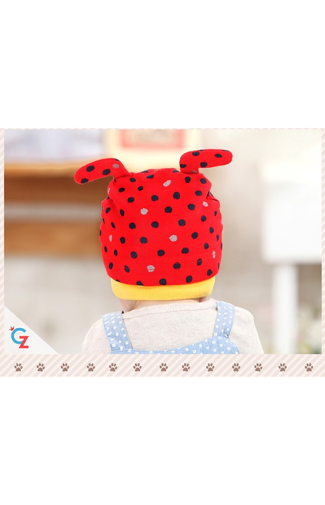 หมวกเจ้าตูบน้อยลายจุด ขอบตัดด้วยสีพื้นจาก GZMM