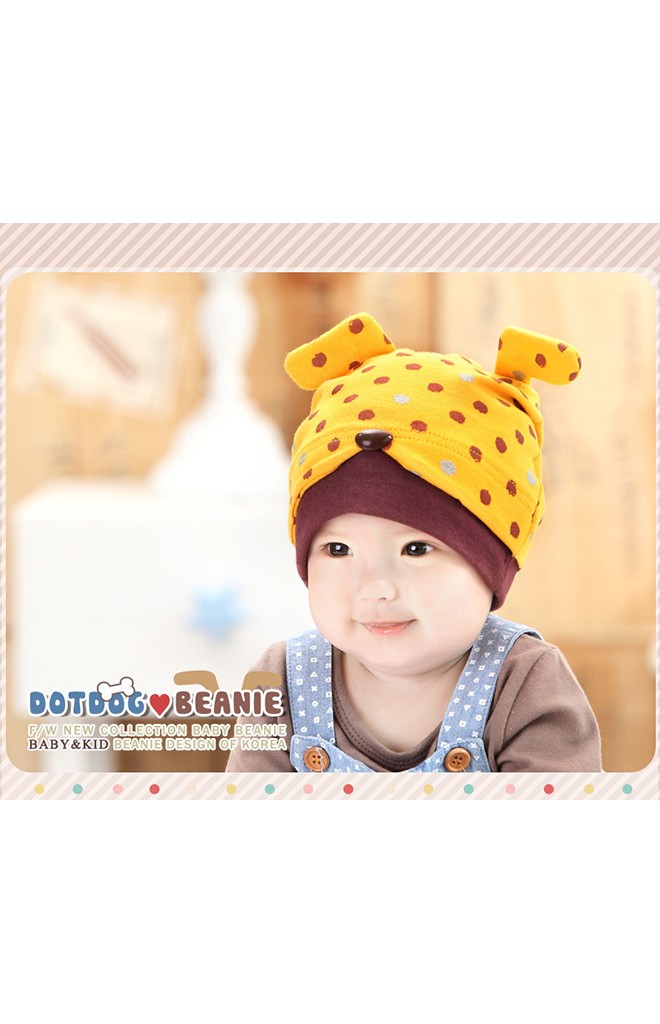 หมวกเจ้าตูบน้อยลายจุด ขอบตัดด้วยสีพื้นจาก GZMM