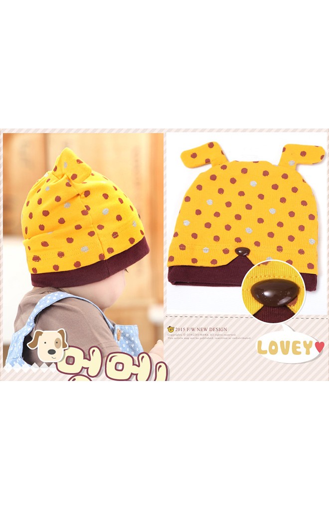 หมวกเจ้าตูบน้อยลายจุด ขอบตัดด้วยสีพื้นจาก GZMM