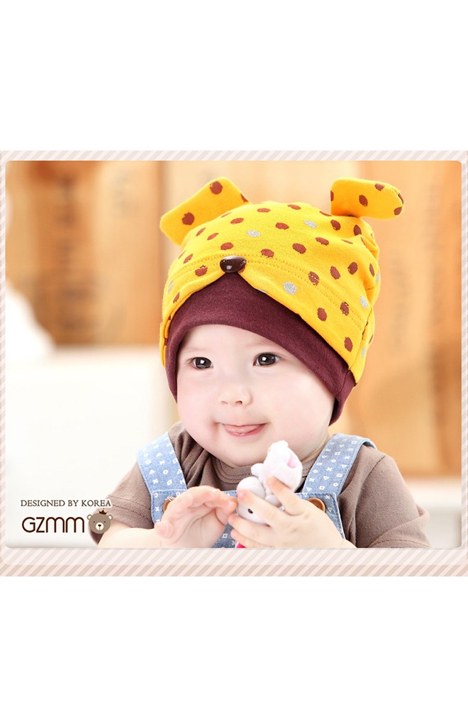 หมวกเจ้าตูบน้อยลายจุด ขอบตัดด้วยสีพื้นจาก GZMM