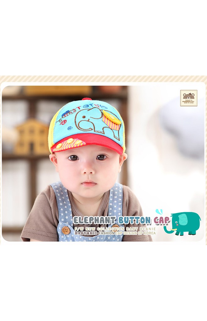 หมวกแก๊ปเด็กปักรูปช้าง แต่งกระเป๋าหลอกเล็กๆ จาก GZMM