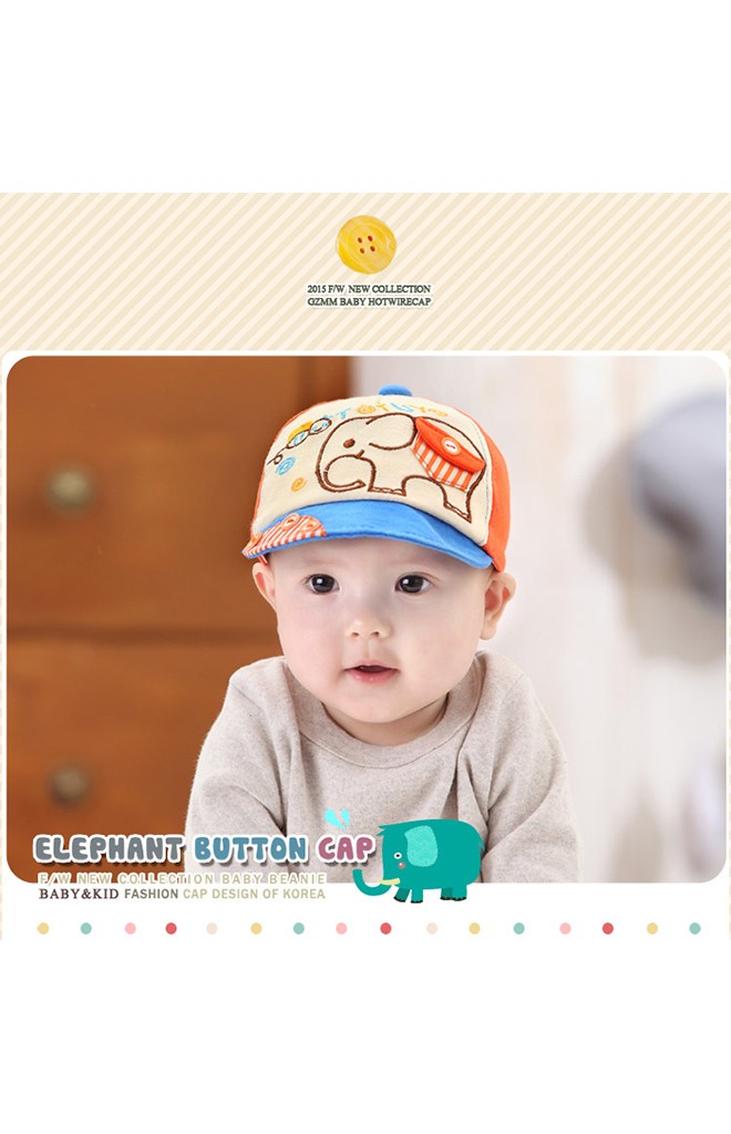 หมวกแก๊ปเด็กปักรูปช้าง แต่งกระเป๋าหลอกเล็กๆ จาก GZMM