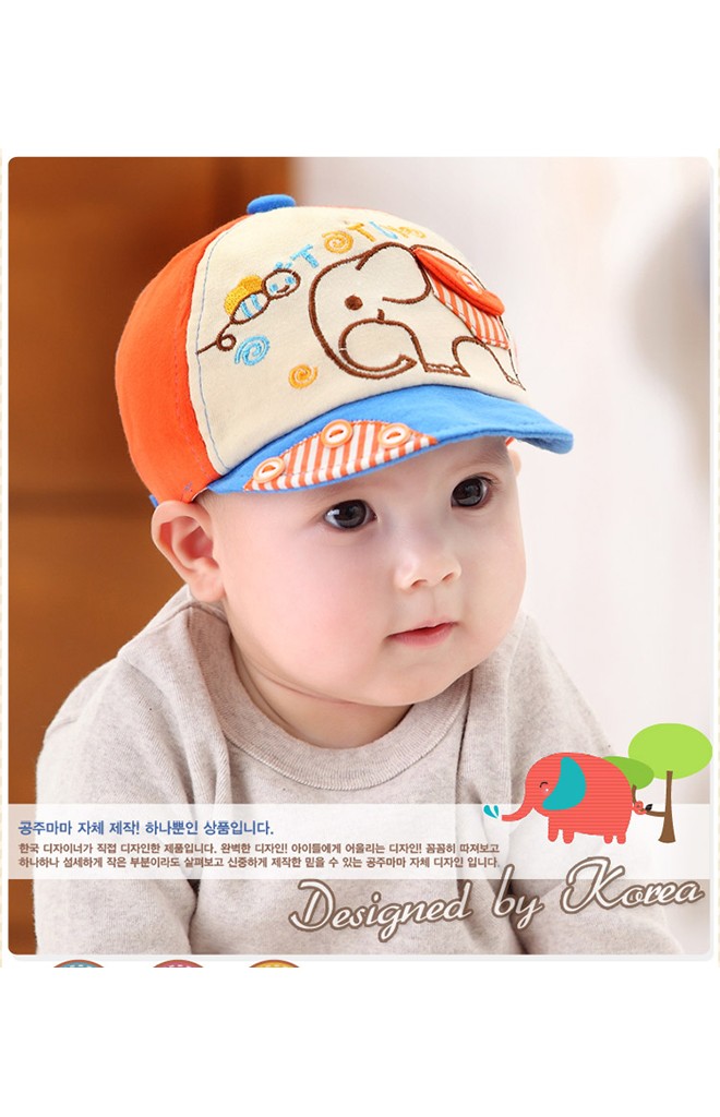หมวกแก๊ปเด็กปักรูปช้าง แต่งกระเป๋าหลอกเล็กๆ จาก GZMM