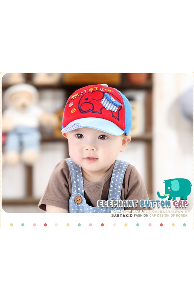 หมวกแก๊ปเด็กปักรูปช้าง แต่งกระเป๋าหลอกเล็กๆ จาก GZMM