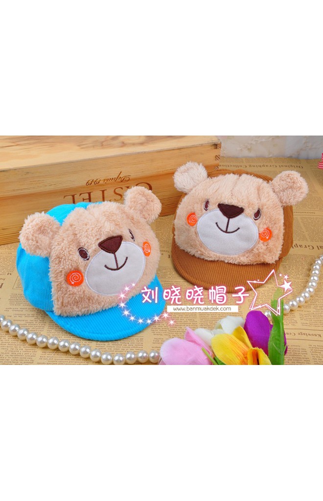 หมวกแก๊ปผ้าลูกฟูกแต่งหน้ารูปหมีและแกะ
