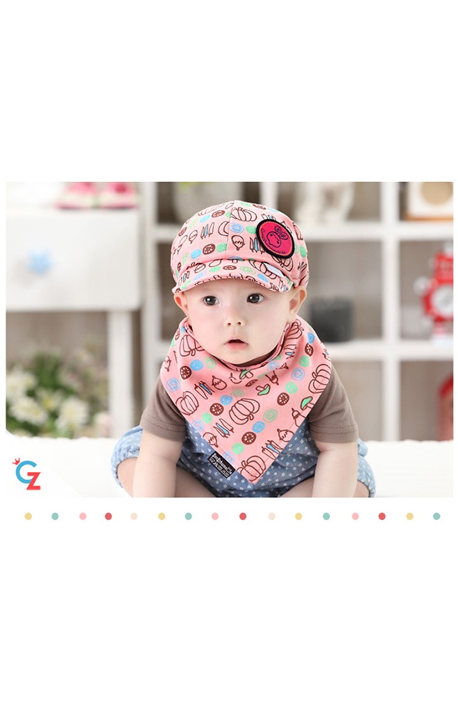 เซ็ตหมวกแก๊ปพร้อมผ้ากันเปื้อนสามเหลี่ยมลายผัก จาก GZMM