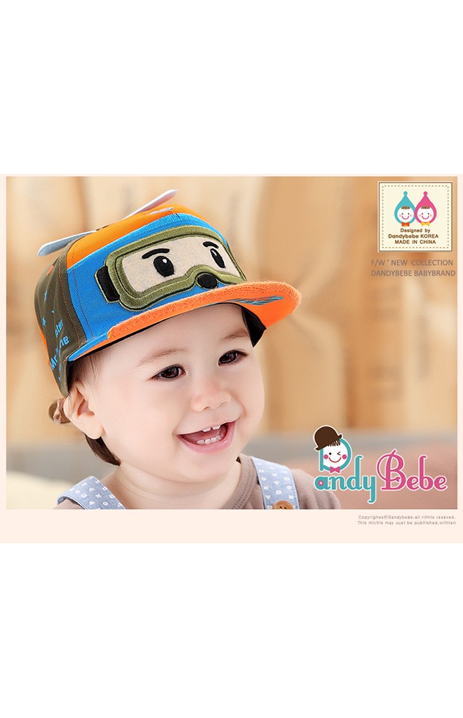หมวกแก๊ปนักบิน ด้านบนติดกระดุมใบพัด ยี่ห้อ DANDYBEBE