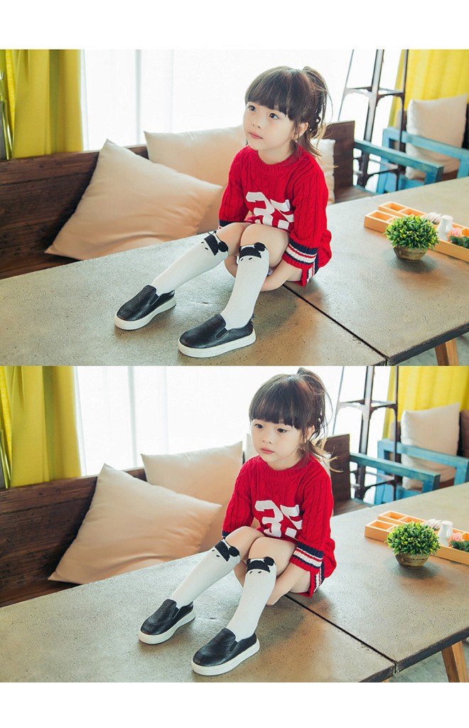 ถุงเท้าเด็ก สีขาวลายหนู สีชมพูลายแมวแบบยาว ไม่มีกันลื่น