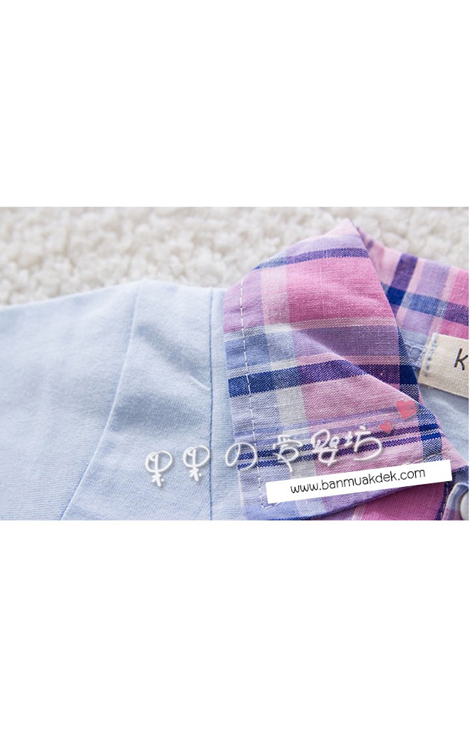 ชุดจั๊มสูทเด็กชาย ตัวเสื้อคอปกเชิ็ตลายสก๊อต