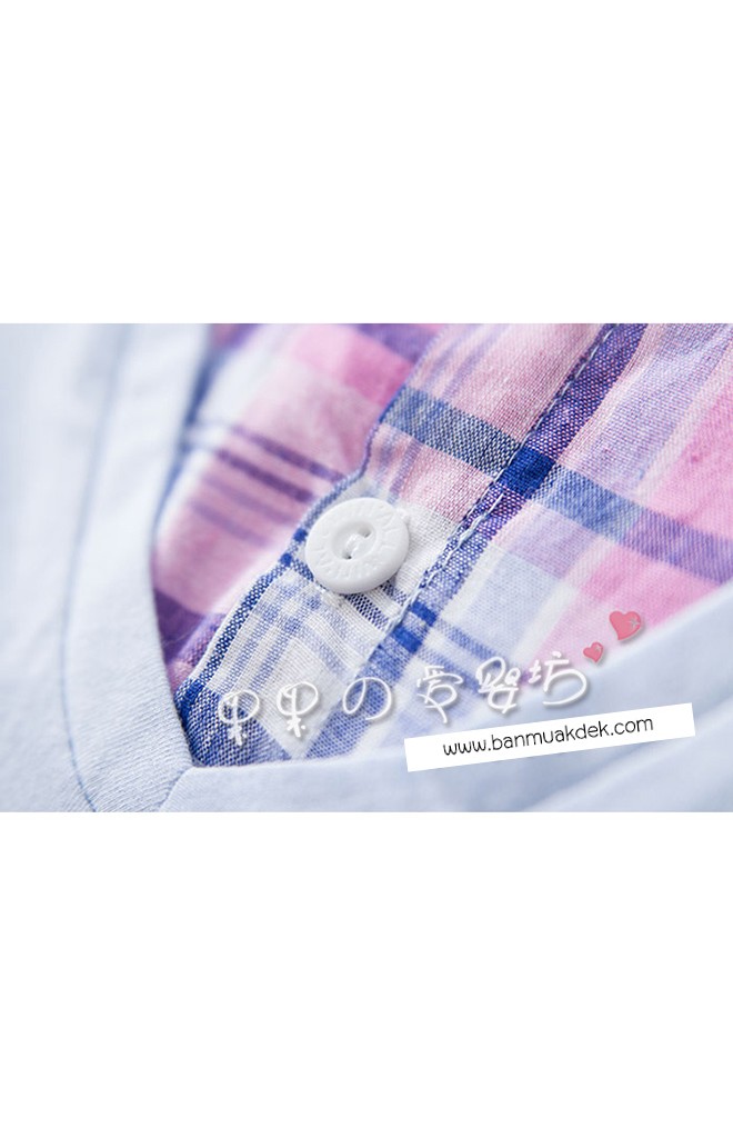 ชุดจั๊มสูทเด็กชาย ตัวเสื้อคอปกเชิ็ตลายสก๊อต