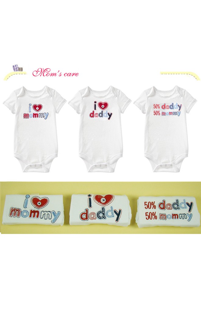รอมเปอร์เด็กเซ็ต 3 ตัว ปักลาย I love mommy
