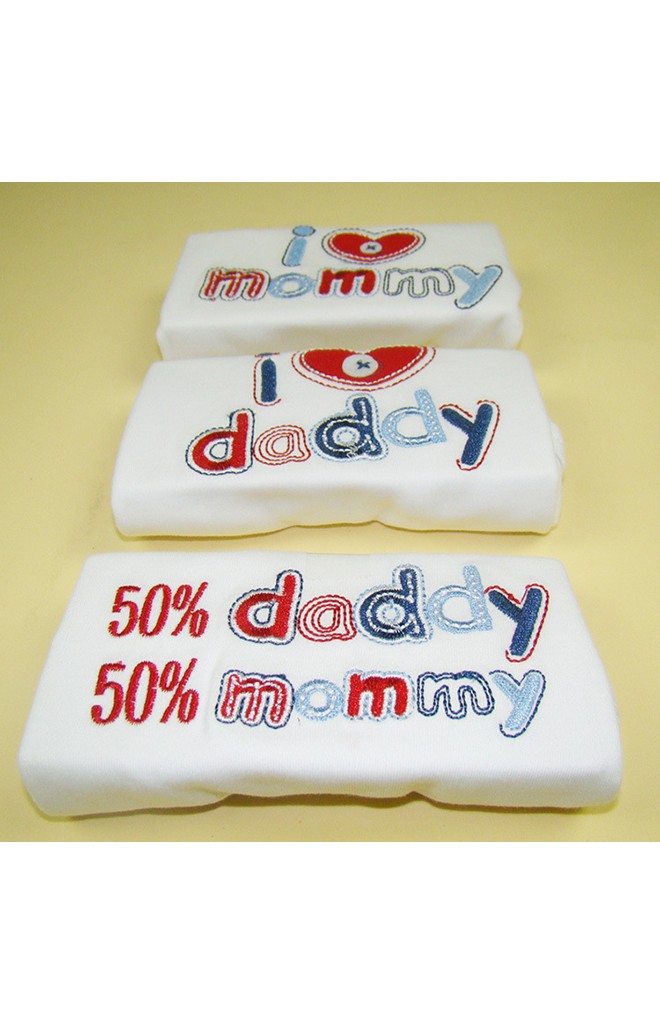 รอมเปอร์เด็กเซ็ต 3 ตัว ปักลาย I love mommy