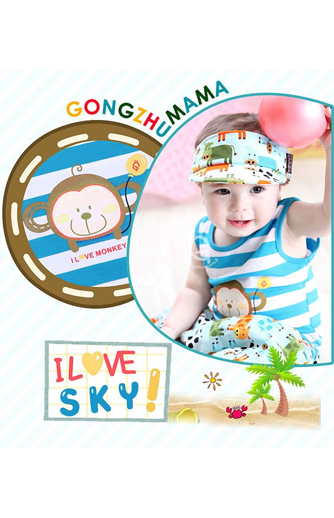 เสื้อเด็กแขนกุดลายขวาง มีให้เลือกลายลิงและลายหุ่นยนต์ GZMM