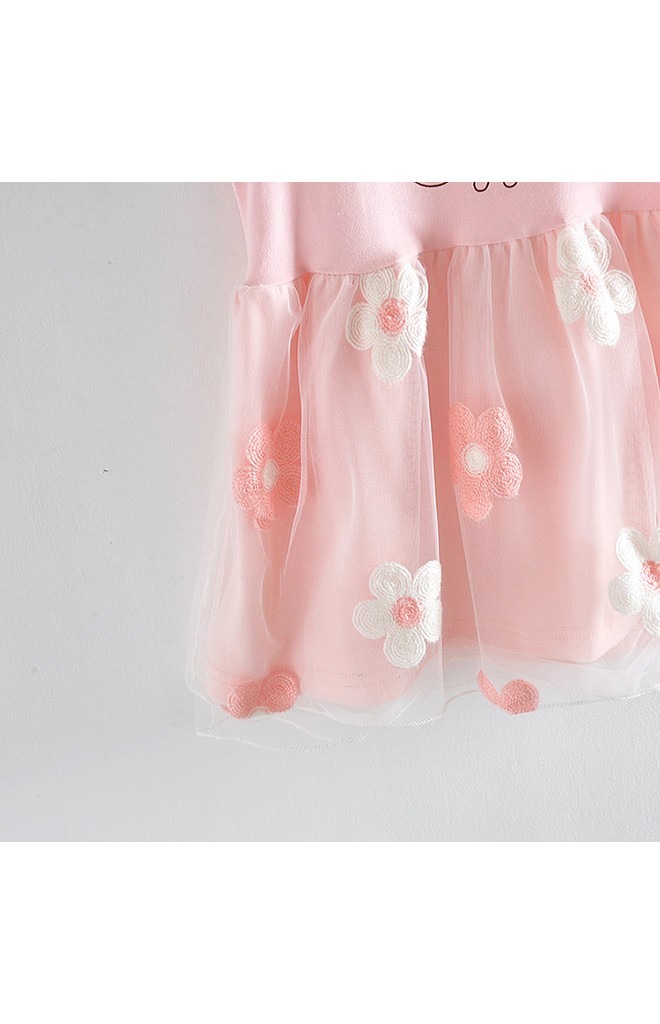 ชุดเด็กหญิงสีหวาน ด้านหน้าสกรีนรูปช้างแต่งโบว์