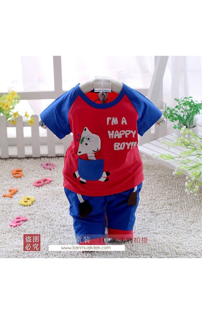 ชุดเด็กเซ็ต 2 ชิ้น เสื้อ แต่งรูปยีราฟน่ารักๆ มาพร้อมกางเกงเข้าชุดกัน