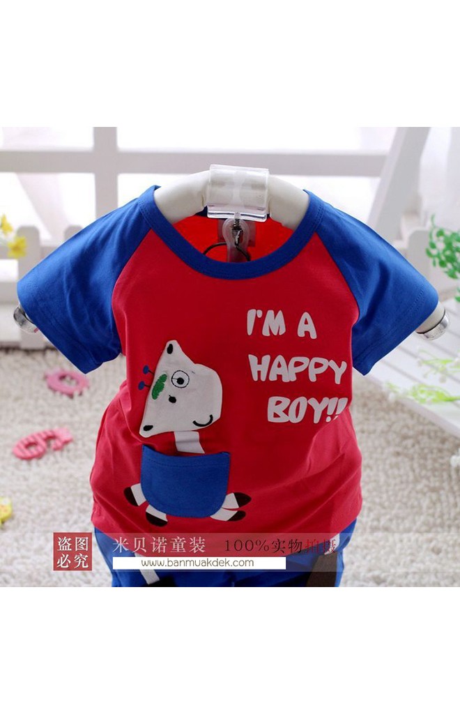 ชุดเด็กเซ็ต 2 ชิ้น เสื้อ แต่งรูปยีราฟน่ารักๆ มาพร้อมกางเกงเข้าชุดกัน