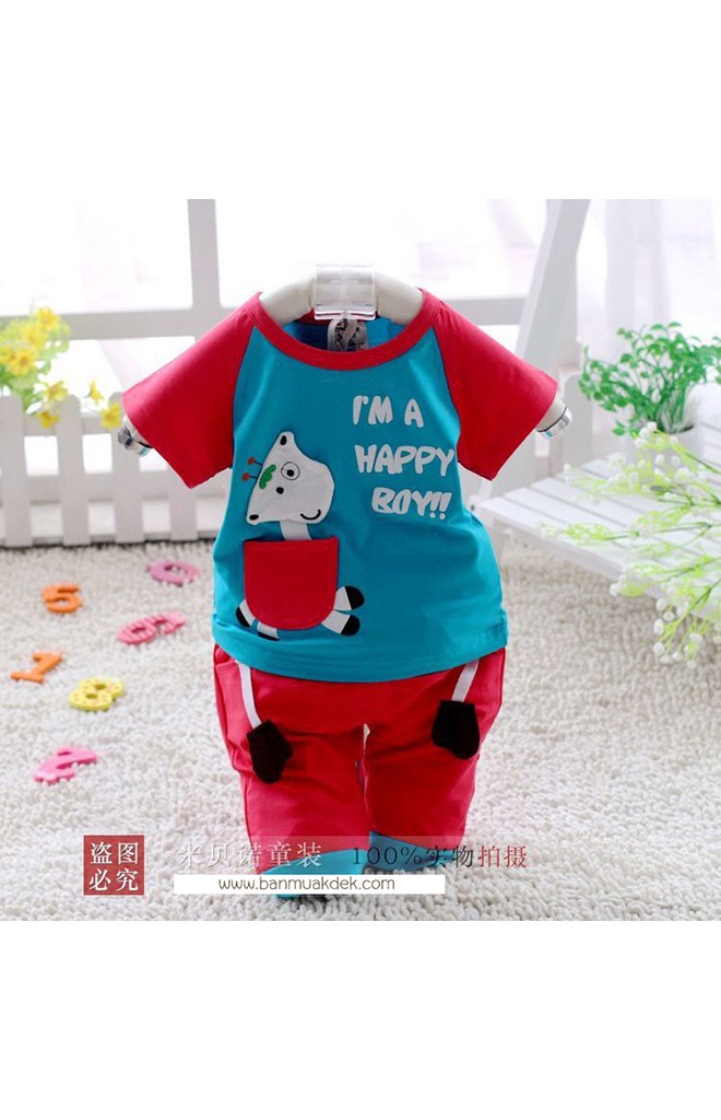 ชุดเด็กเซ็ต 2 ชิ้น เสื้อ แต่งรูปยีราฟน่ารักๆ มาพร้อมกางเกงเข้าชุดกัน