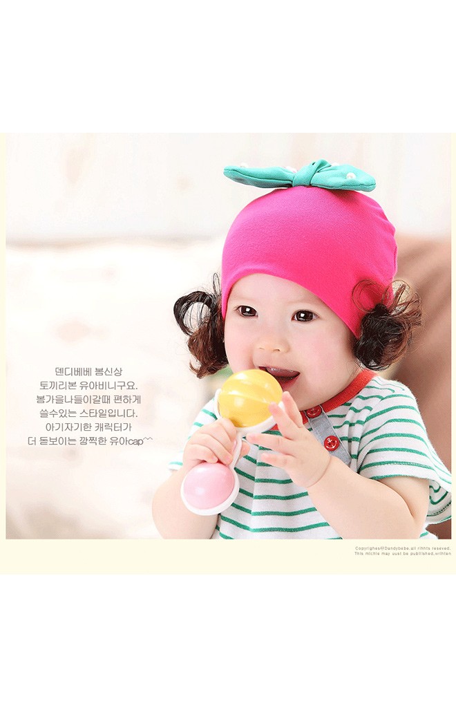 หมวกปอยผมเด็กหญิง แต่งโบว์ด้านบน