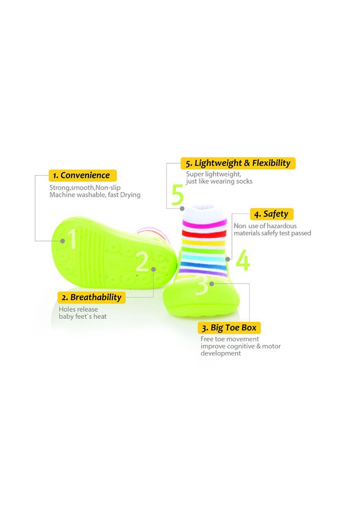 Attipas รองเท้าเด็กหัดเดิน - Rainbow green