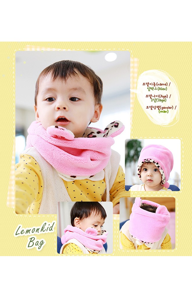 หมวกเสือดาวผ้ากำมะหยี่ ใส่ได้ทั้งเป็นหมวกสวมและเป็นผ้าสวมคอ Lemonkid