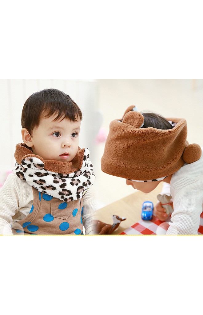 หมวกเสือดาวผ้ากำมะหยี่ ใส่ได้ทั้งเป็นหมวกสวมและเป็นผ้าสวมคอ Lemonkid